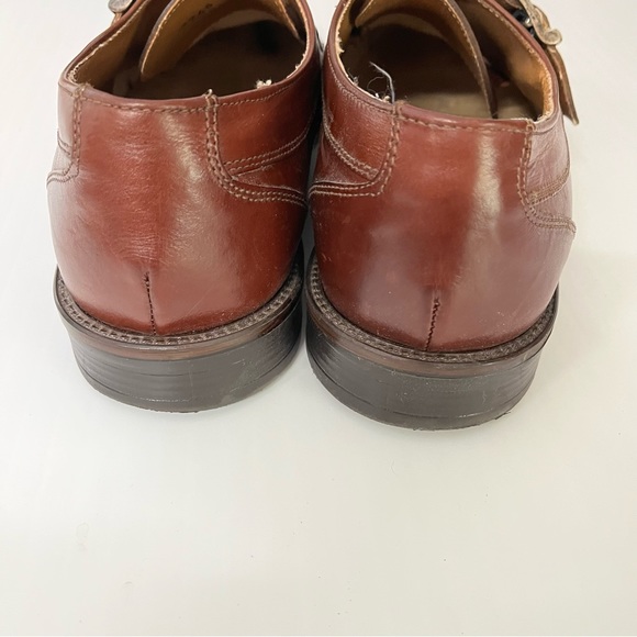 Vintage italian leather monk strap Brown Shoes slip on loafer - Picture 5 of 8